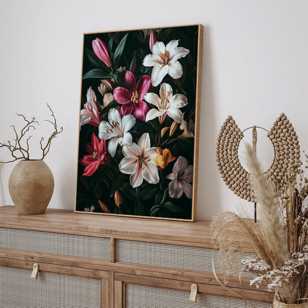 Elegant Lily Bouquet Canvas Wall Art