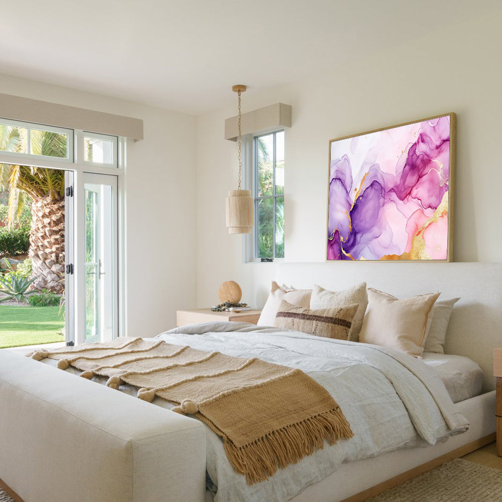 Ethereal Purple And Gold Fluid Art Canvas Wall Art