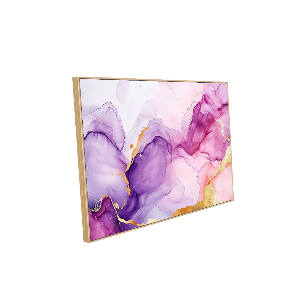 Ethereal Purple And Gold Fluid Art Canvas Wall Art