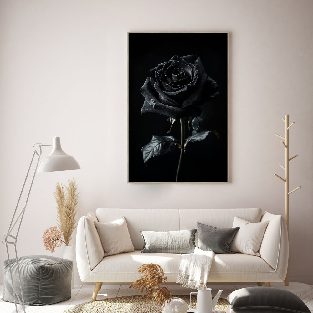Elegant Black Rose Canvas Wall Art