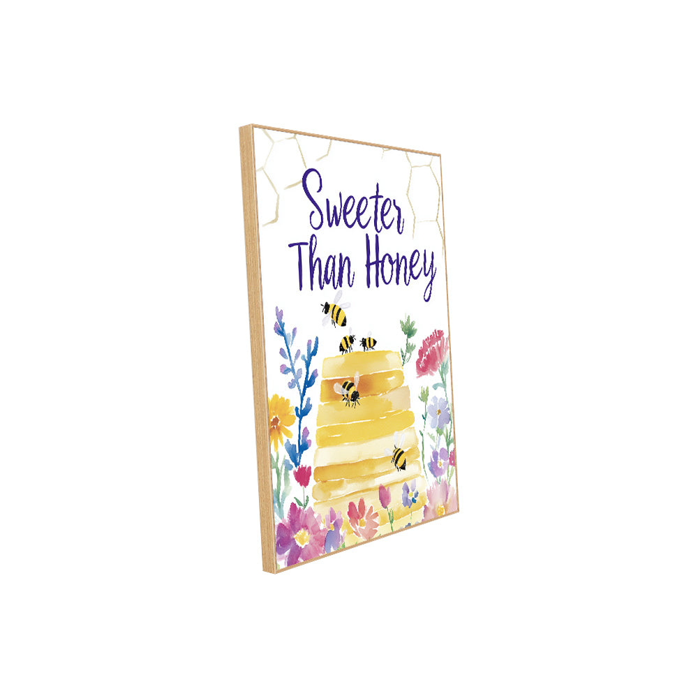 Sweeter Than Honey – Whimsical Bee And Floral Design Canvas Wall Art