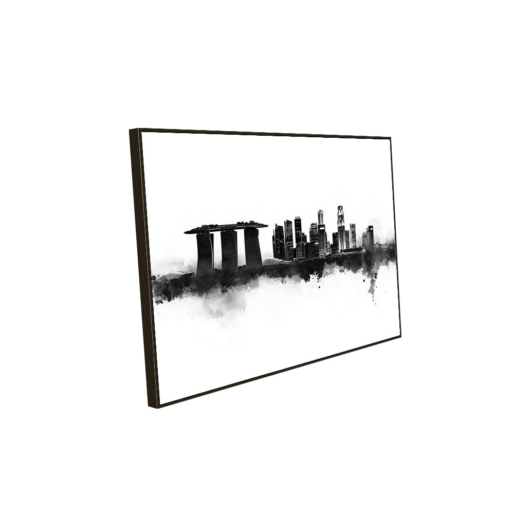 Singapore Skyline Monochrome Canvas Wall Art