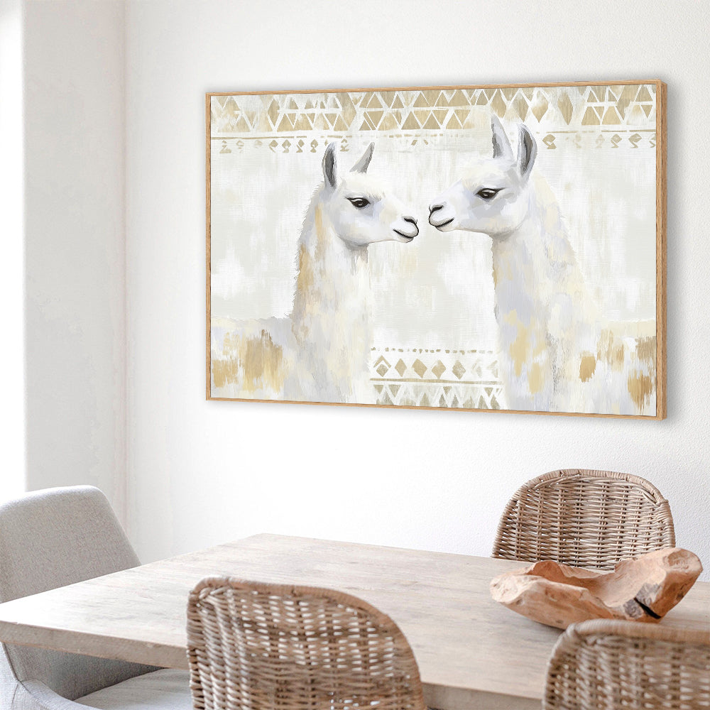 Charming Llama - Rustic Boho Design Canvas Wall Art