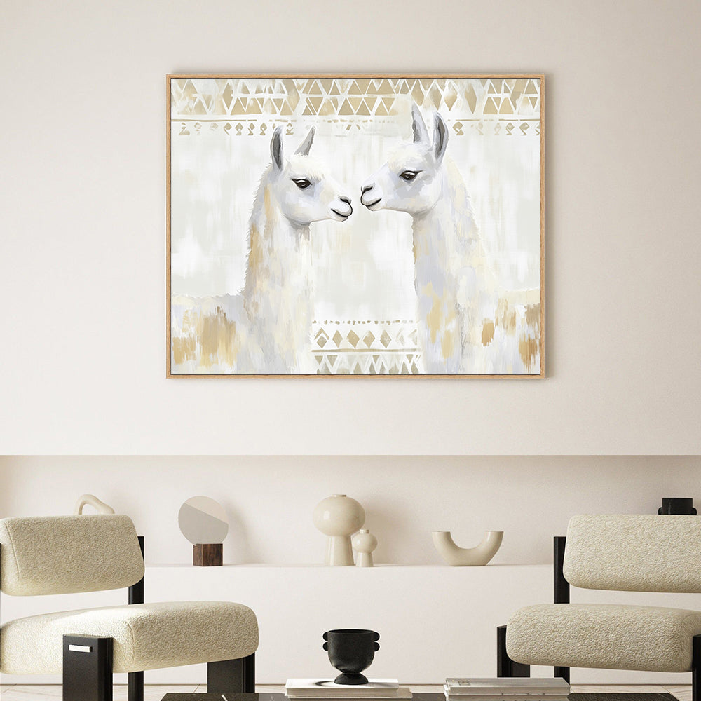 Charming Llama - Rustic Boho Design Canvas Wall Art