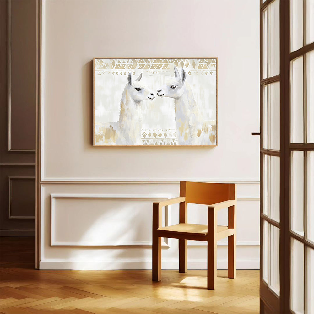 Charming Llama - Rustic Boho Design Canvas Wall Art