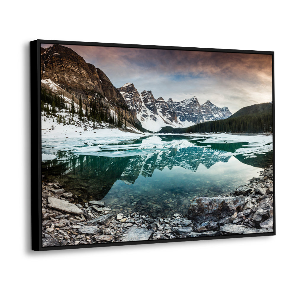 Majestic Mountain Reflection - Tranquil Lake Canvas Wall Art