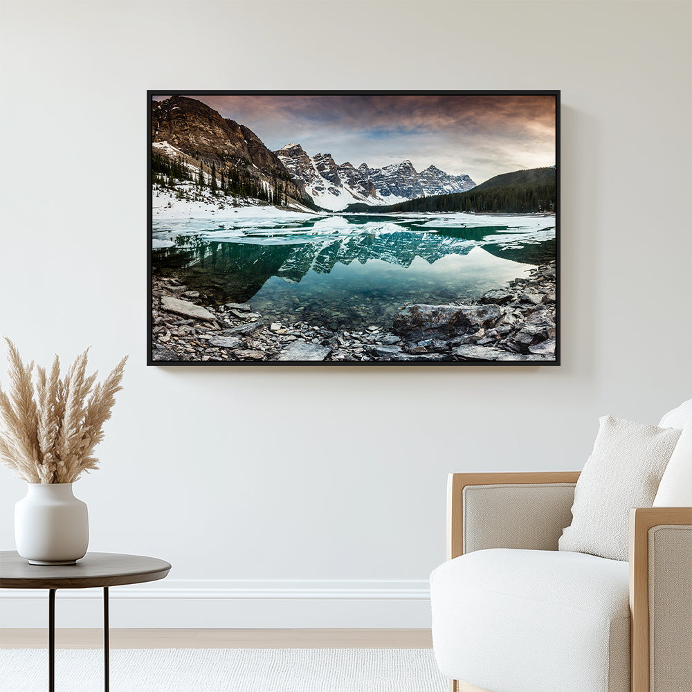 Majestic Mountain Reflection - Tranquil Lake Canvas Wall Art