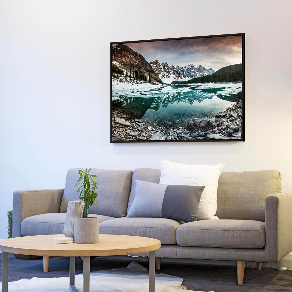 Majestic Mountain Reflection - Tranquil Lake Canvas Wall Art