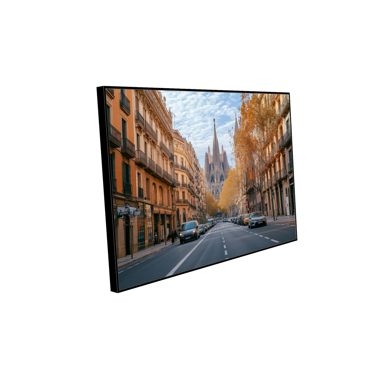 Autumn In Barcelona: Iconic Street and Landmark Scene - Canvas Wall Art