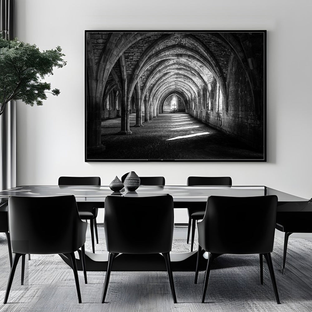 Timeless Gothic Corridor Canvas Wall Art