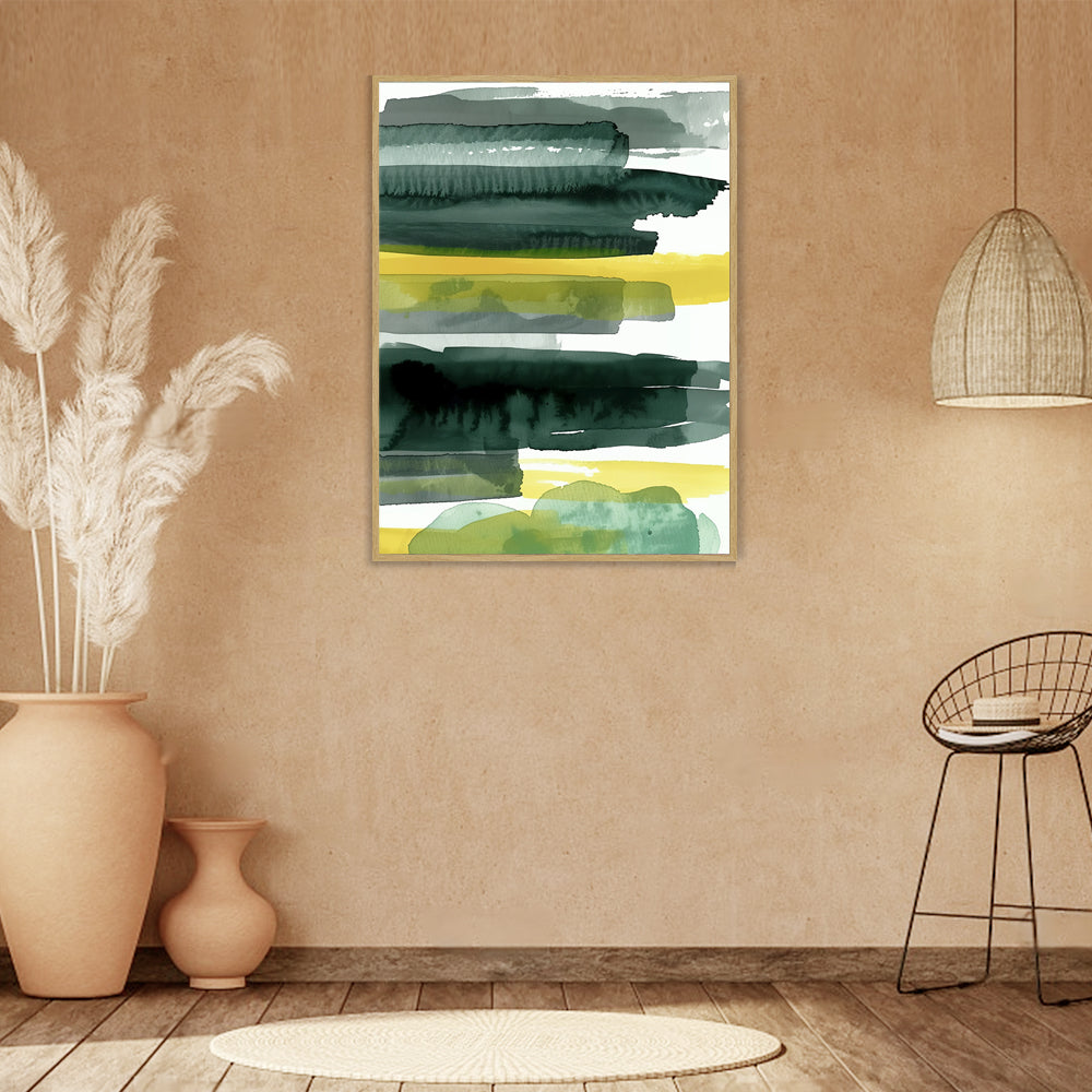 Green Stripes Modern Canvas Wall Art