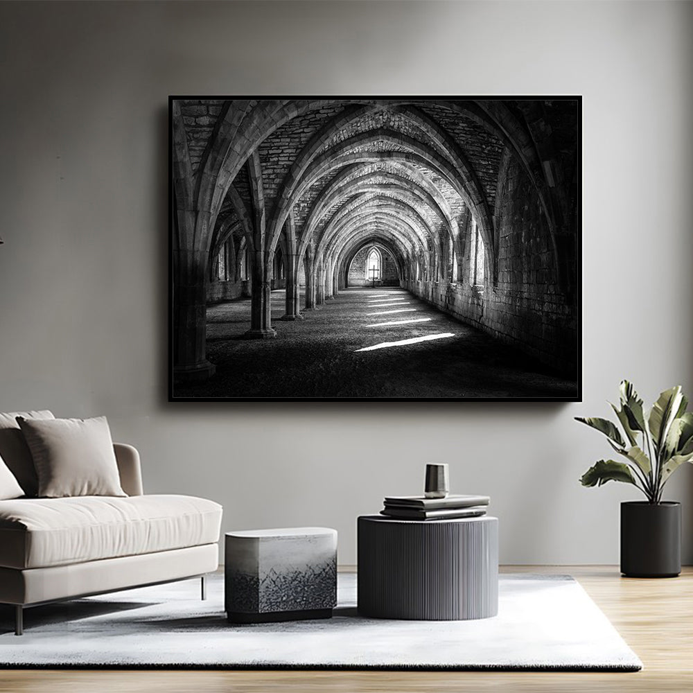 Timeless Gothic Corridor Canvas Wall Art