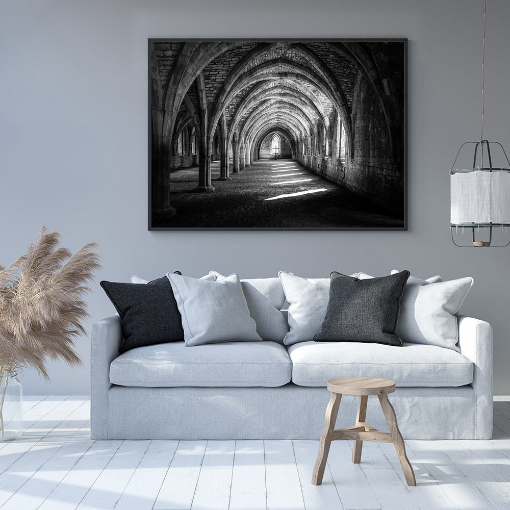 Timeless Gothic Corridor Canvas Wall Art