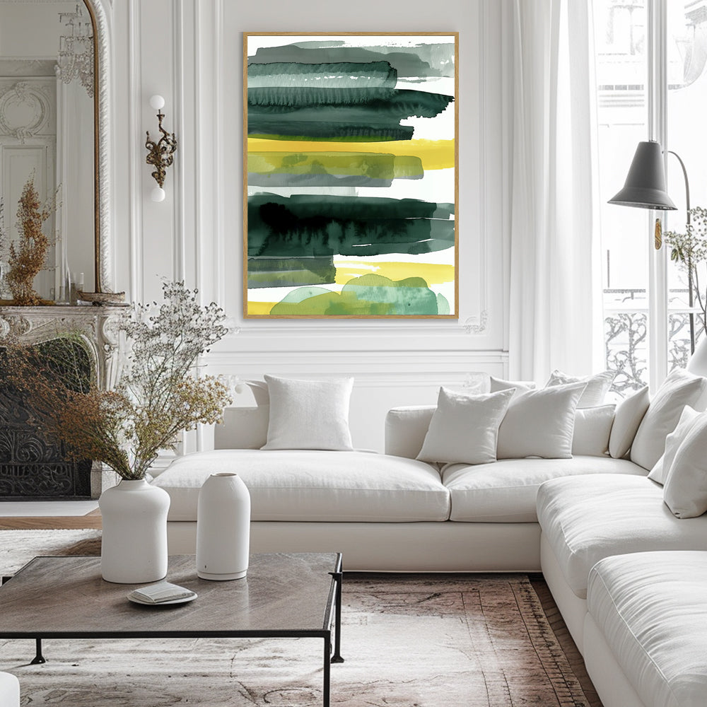 Green Stripes Modern Canvas Wall Art