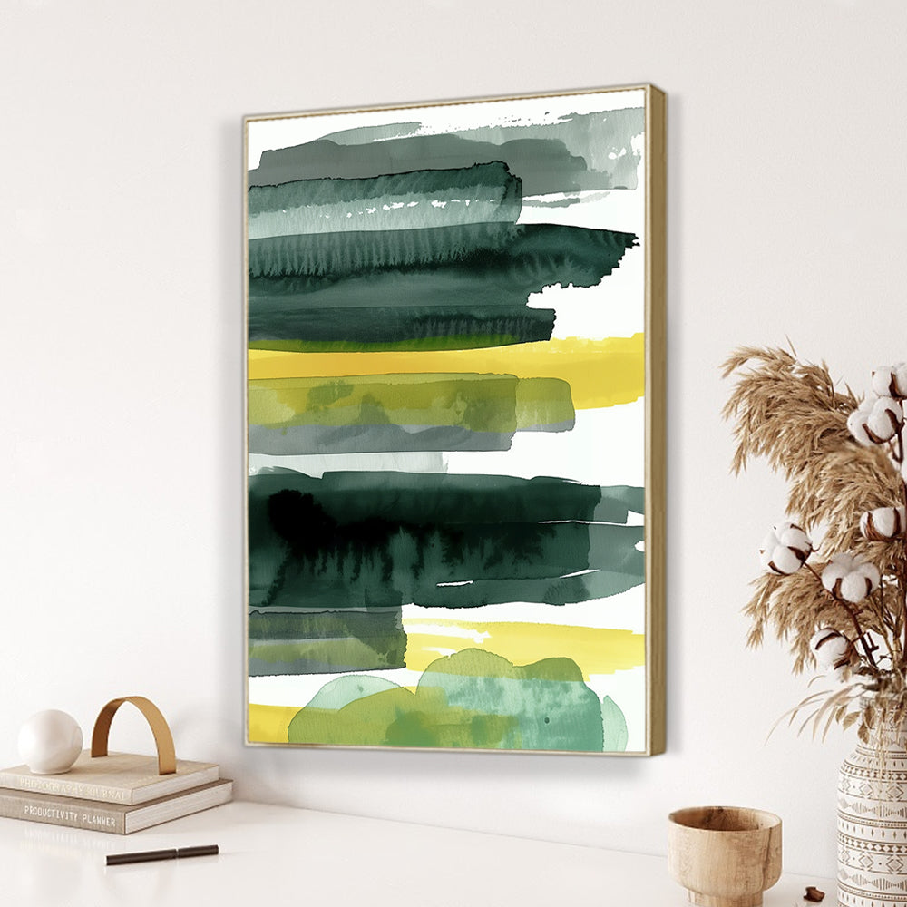 Green Stripes Modern Canvas Wall Art