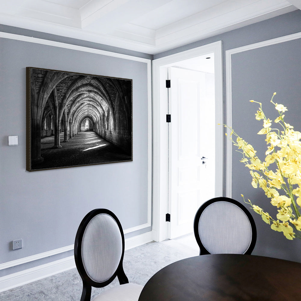 Timeless Gothic Corridor Canvas Wall Art