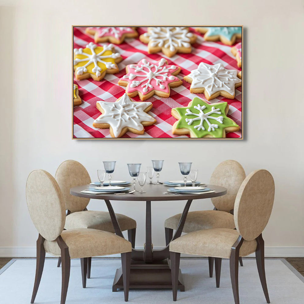 Festive Snowflake Cookies Canvas Wall Art