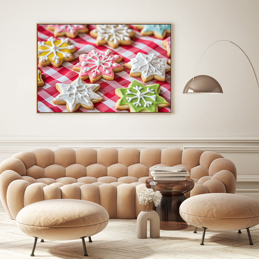 Festive Snowflake Cookies Canvas Wall Art