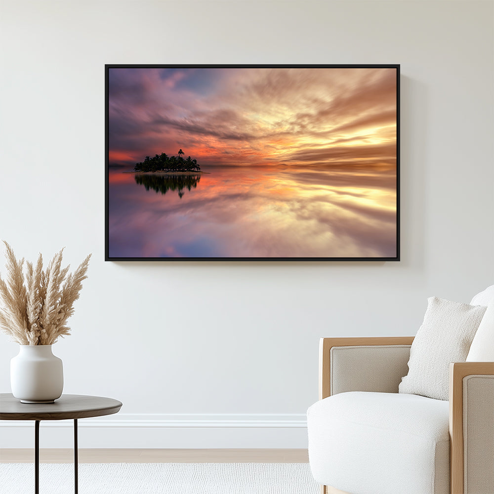 Tranquil Island Sunset Canvas Wall Art