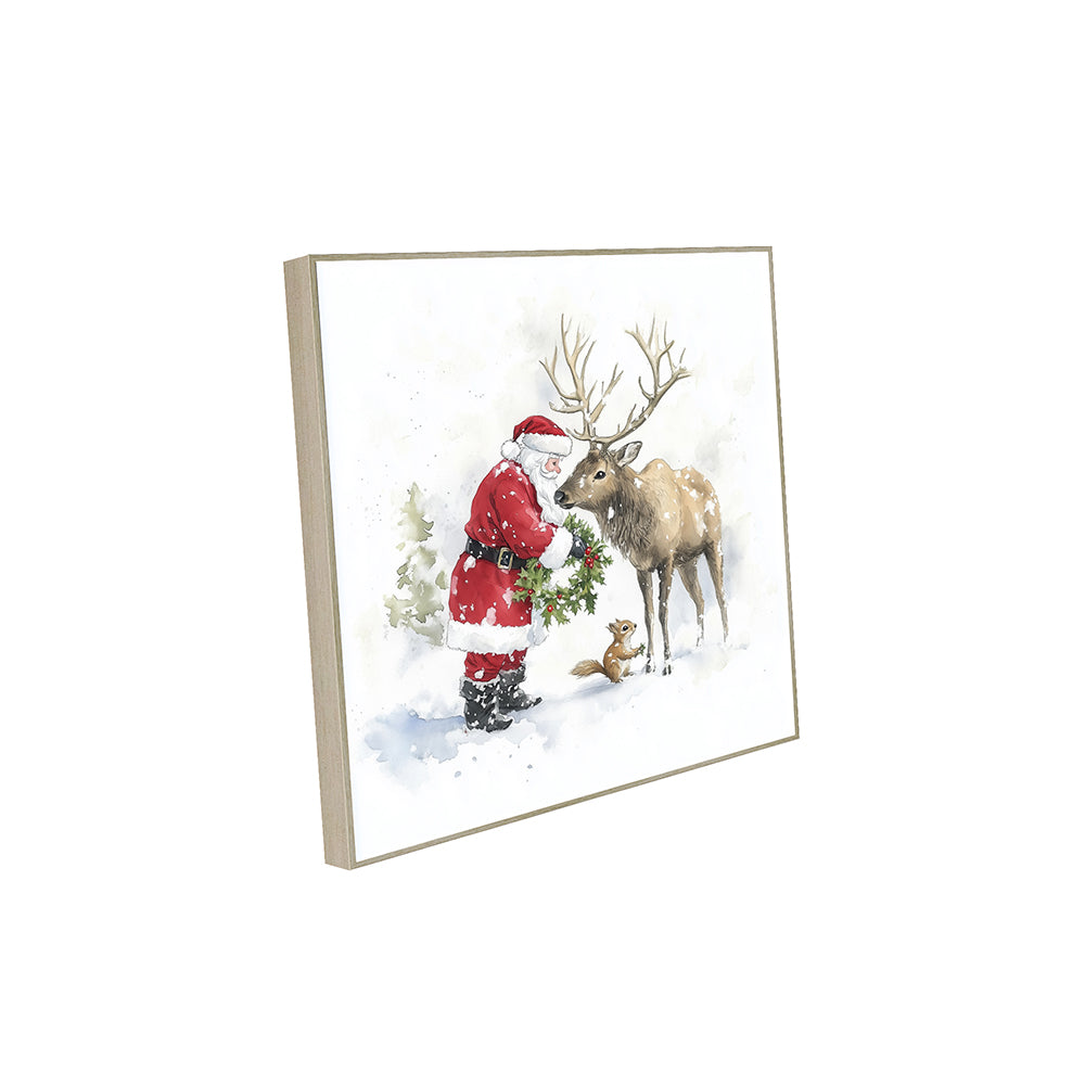 Santa’s Woodland Encounter – Festive Holiday Decor Canvas Wall Art