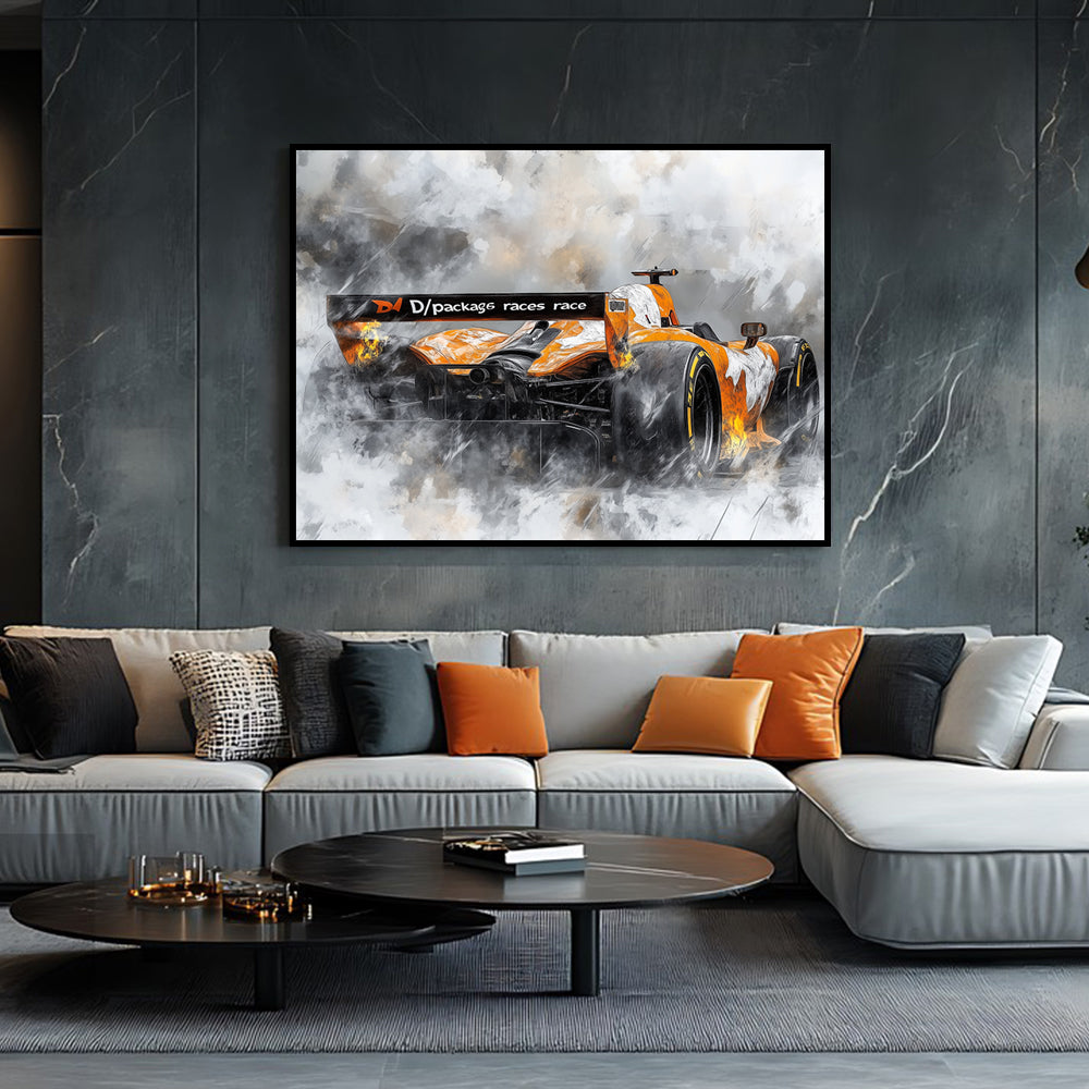 Speed And Smoke Racing Art Canvas Wall Art