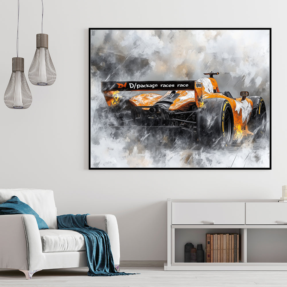 Speed And Smoke Racing Art Canvas Wall Art