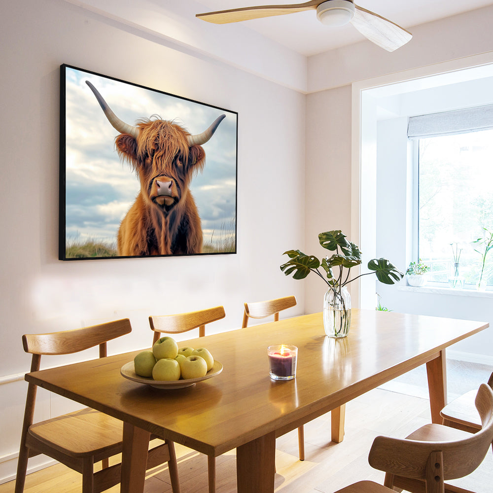 Rustic Beauty: Highland Cow Portrait - Canvas Wall Art