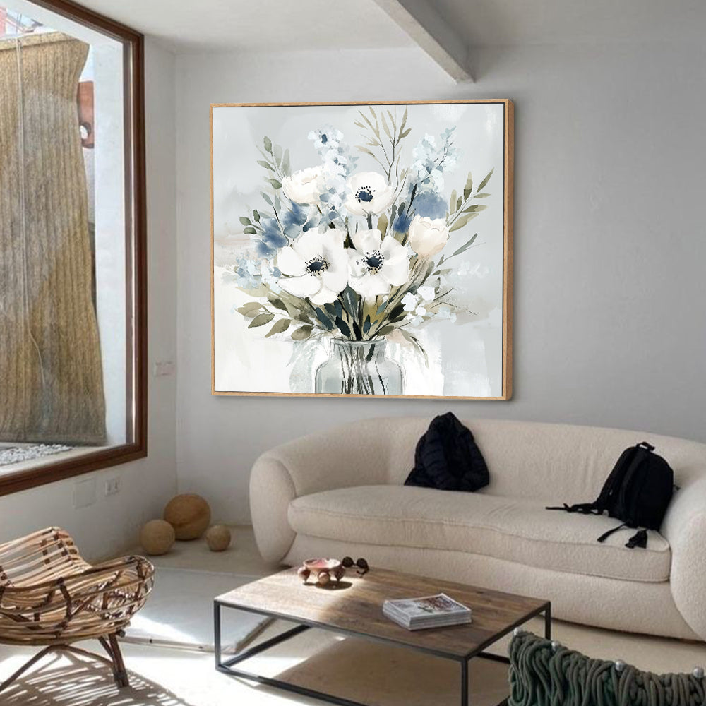 Serene Blooms - Watercolor Floral Bouquet Canvas Wall Art