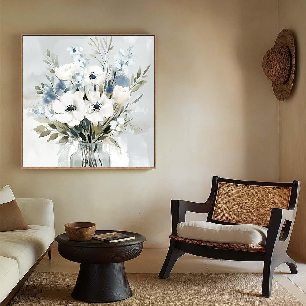 Serene Blooms - Watercolor Floral Bouquet Canvas Wall Art