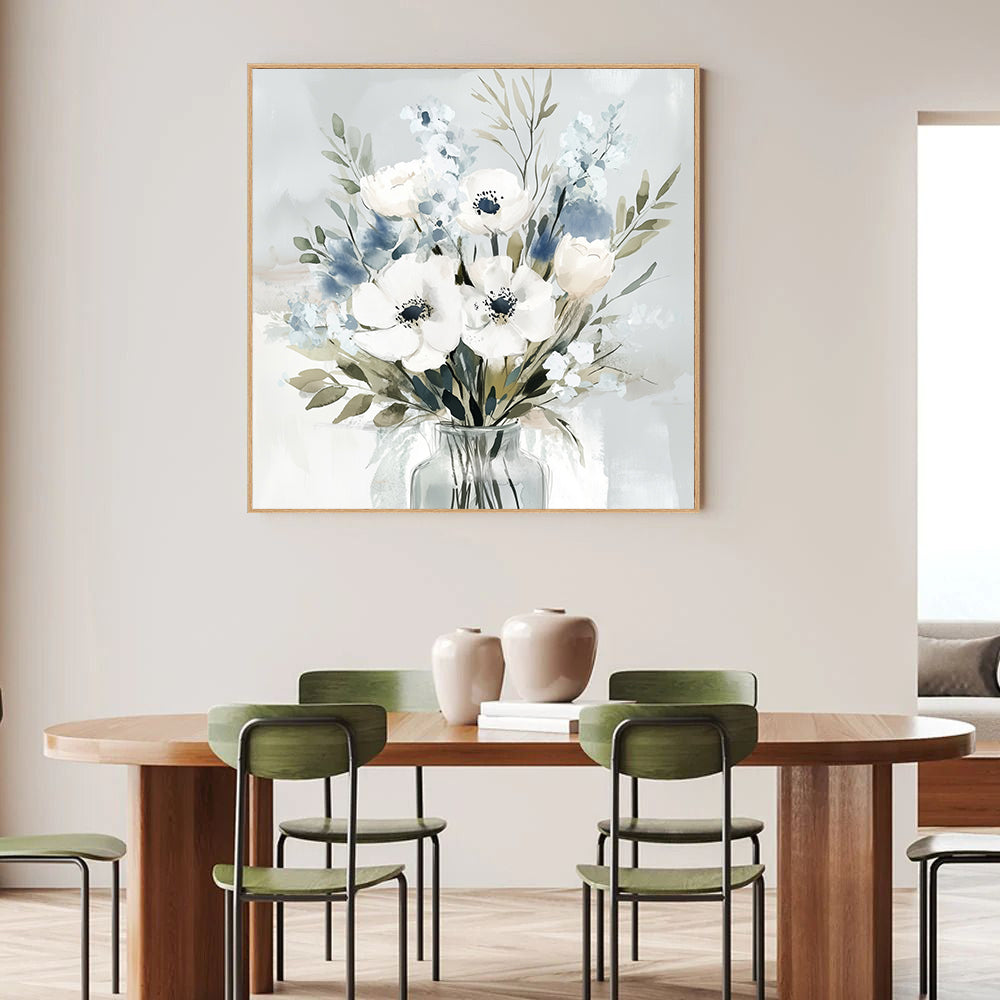 Serene Blooms - Watercolor Floral Bouquet Canvas Wall Art