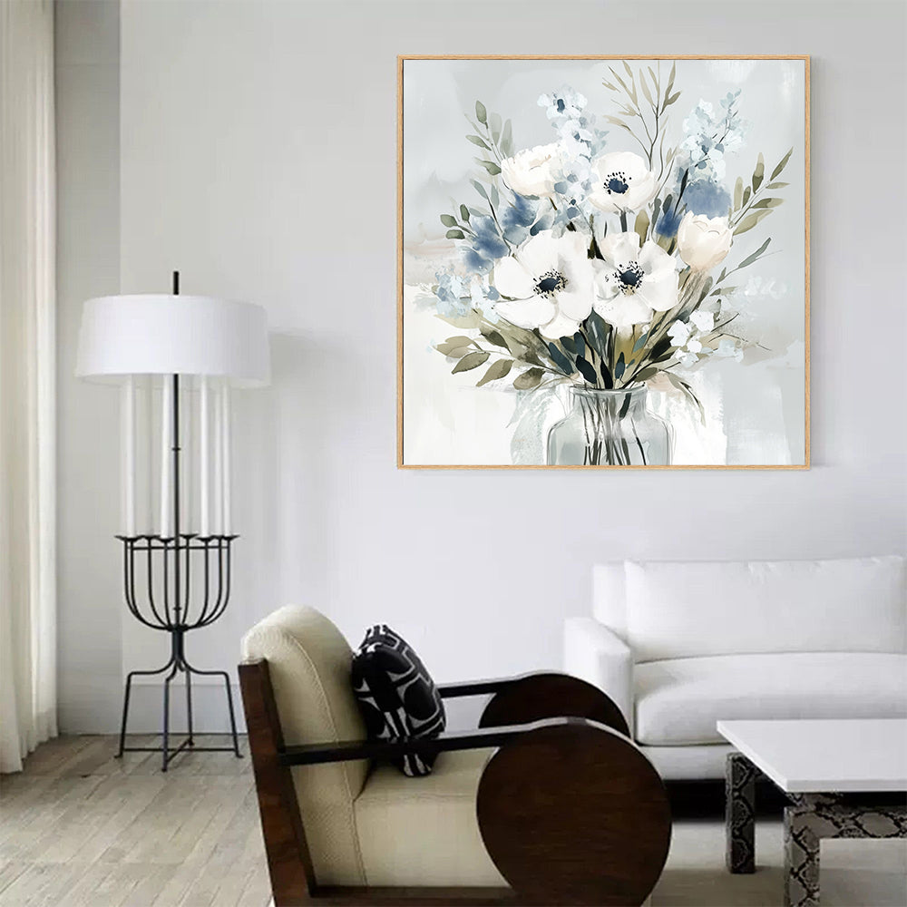 Serene Blooms - Watercolor Floral Bouquet Canvas Wall Art