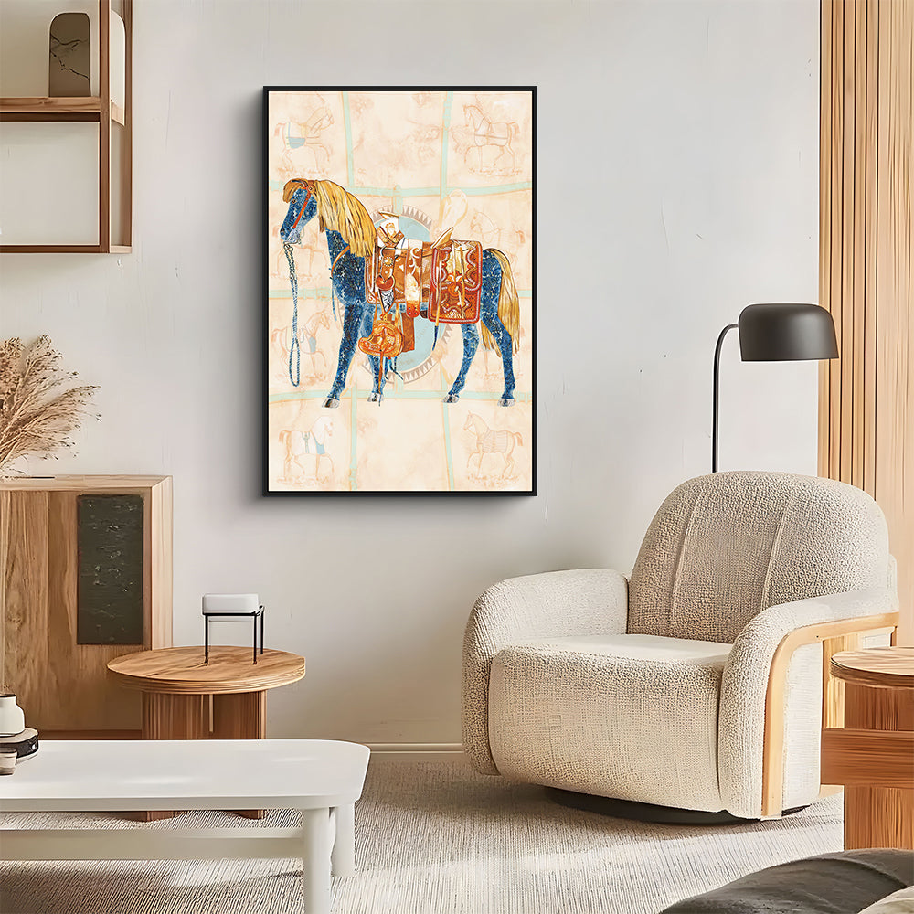 Regal Horse With Saddle - Vintage Inspired Canvas Wall Art