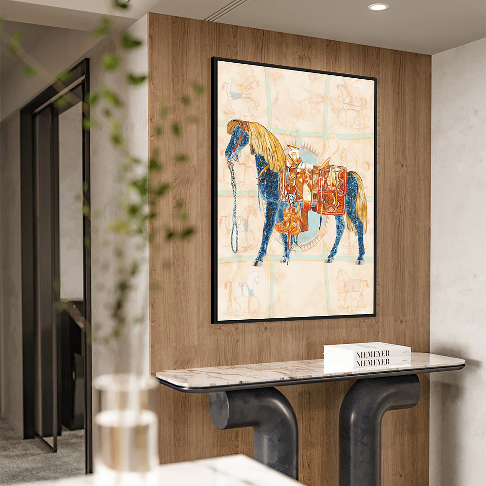 Regal Horse With Saddle - Vintage Inspired Canvas Wall Art