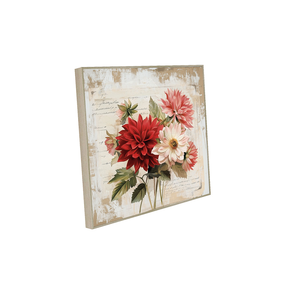 Vintage Dahlias - Romantic Floral Bouquet Canvas Wall Art