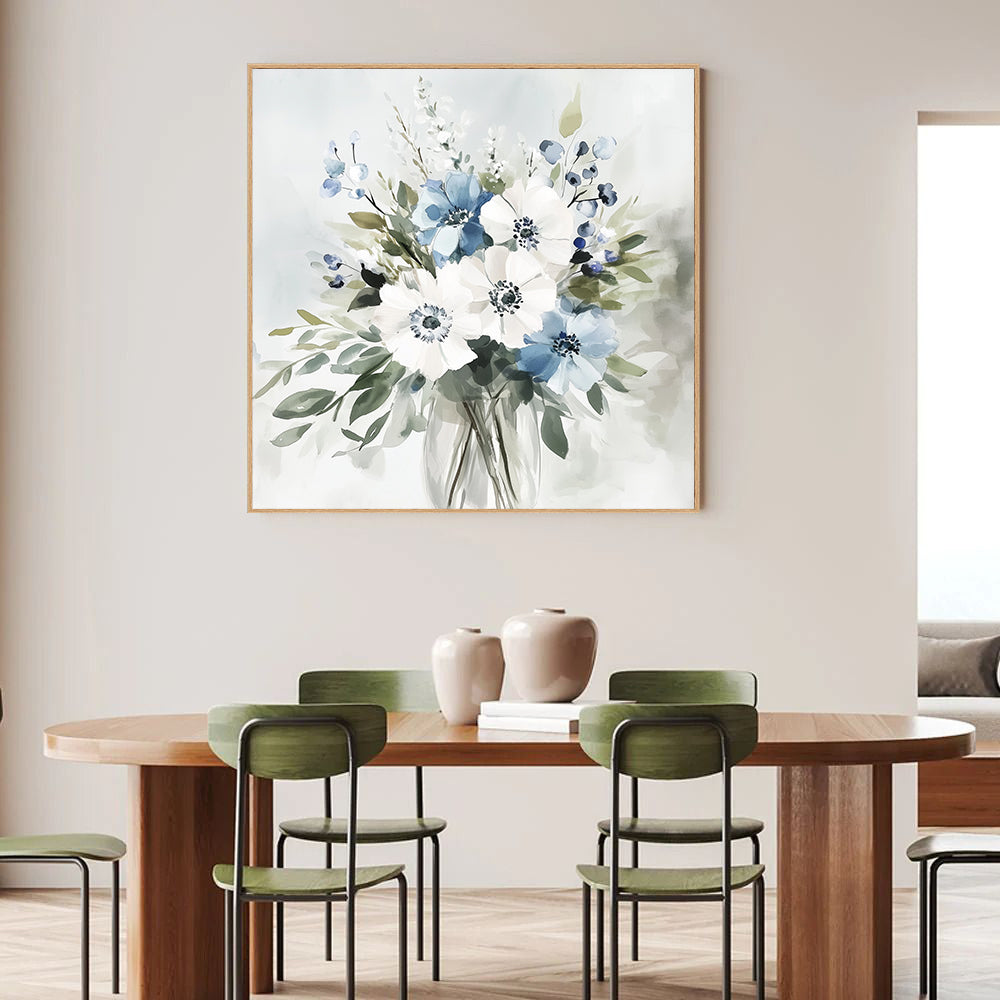 Serene Blooms - Watercolor Floral Bouquet Canvas Wall Art