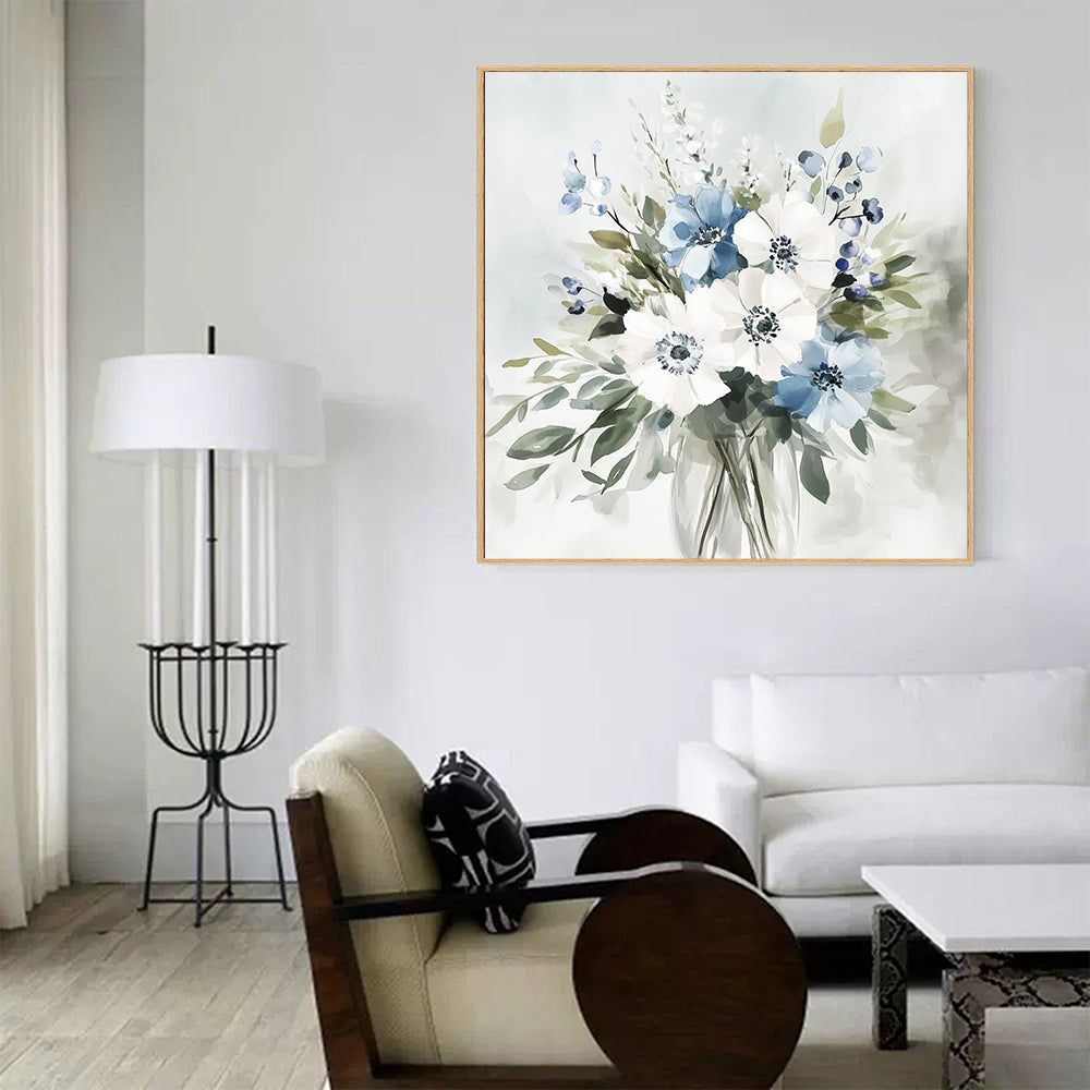 Serene Blooms - Watercolor Floral Bouquet Canvas Wall Art