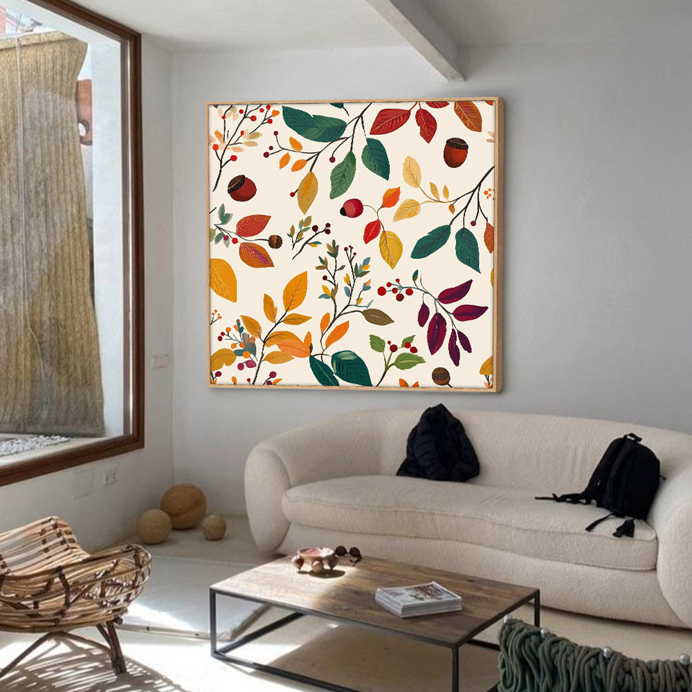 Autumnal Bliss - Vibrant Fall Foliage Pattern Canvas Wall Art