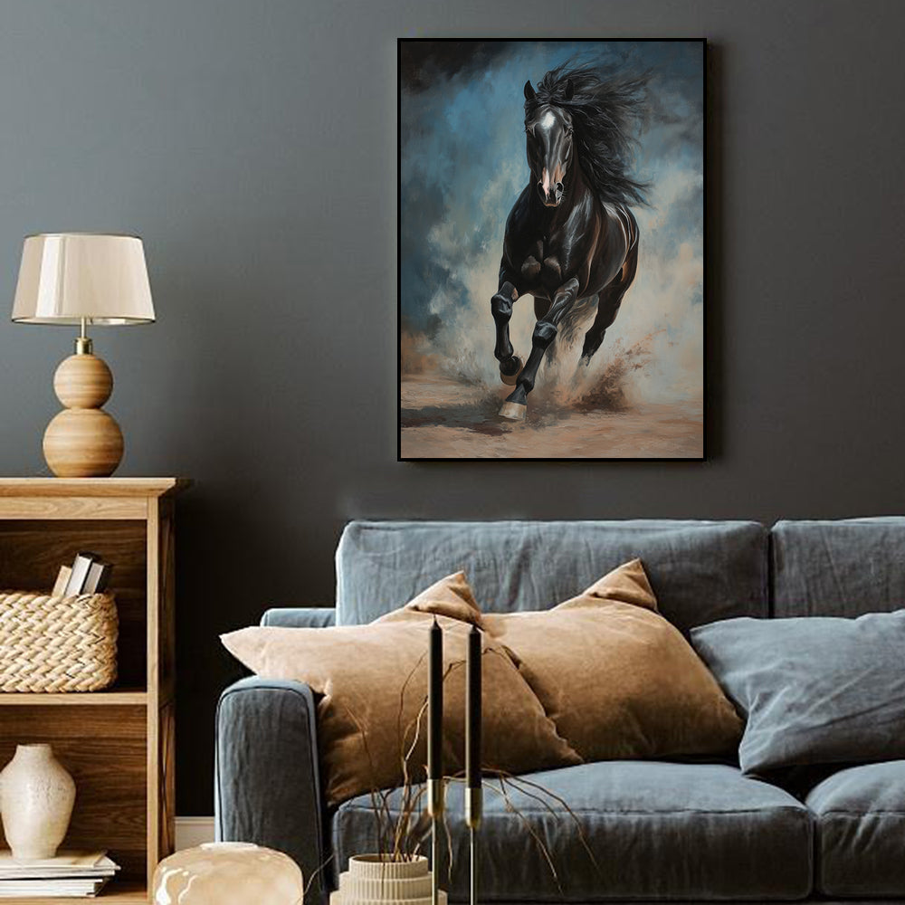 Majestic Black Stallion Canvas Wall Art