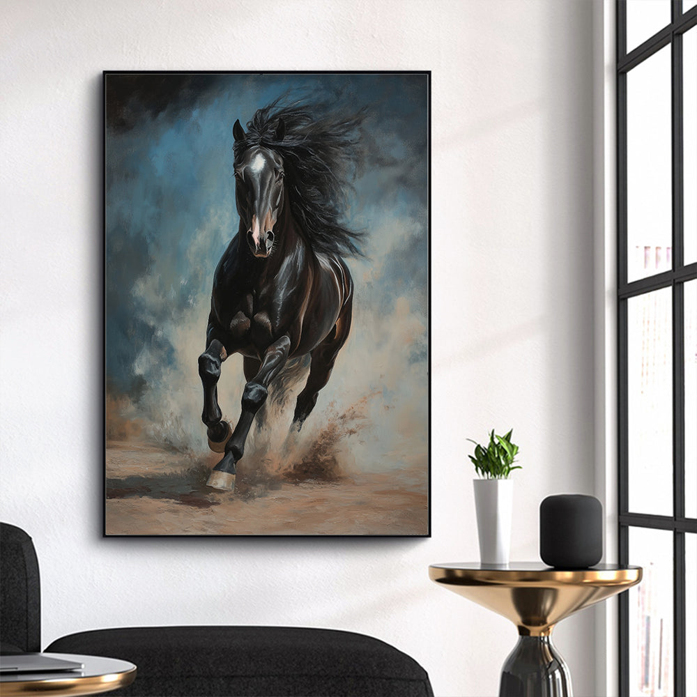 Majestic Black Stallion Canvas Wall Art