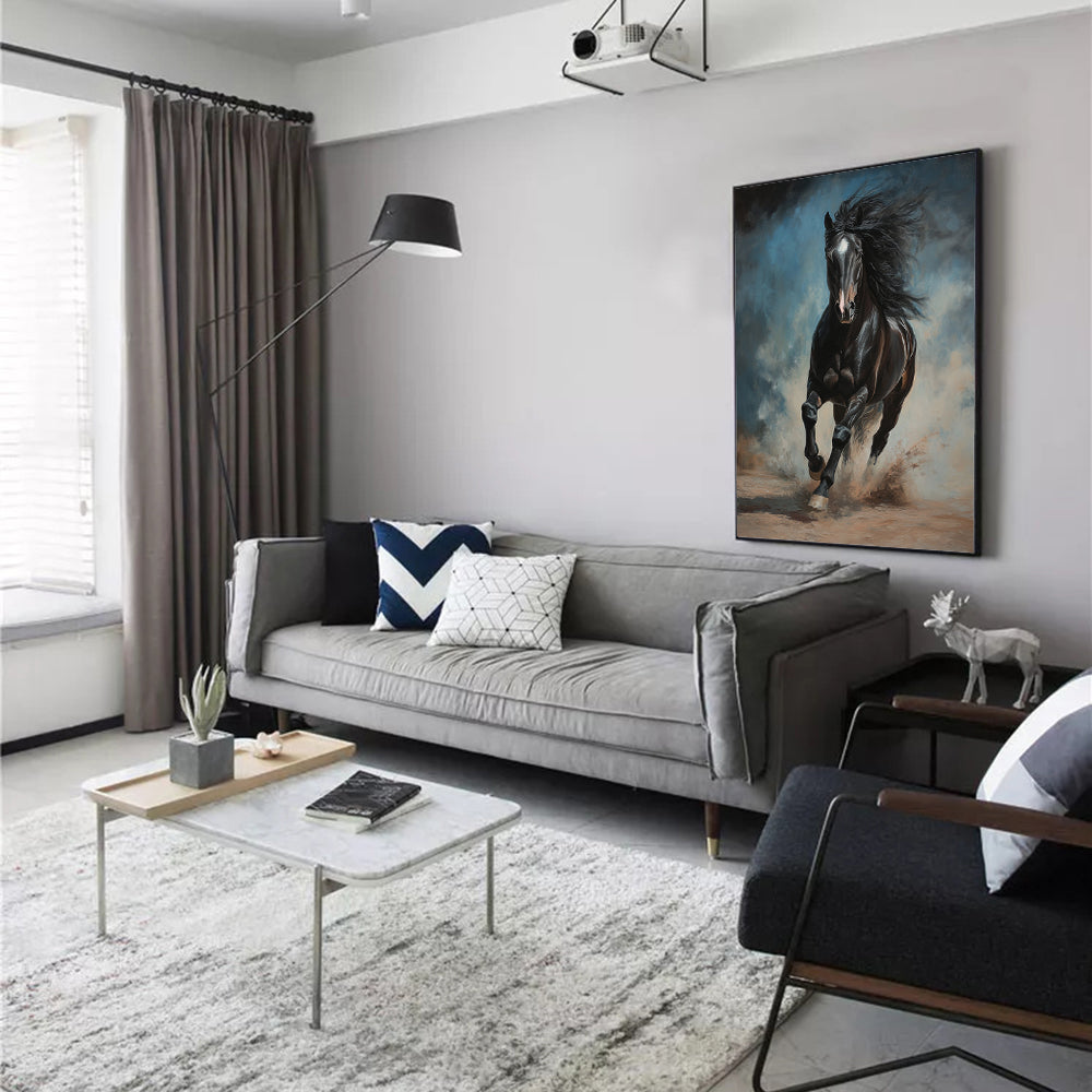 Majestic Black Stallion Canvas Wall Art