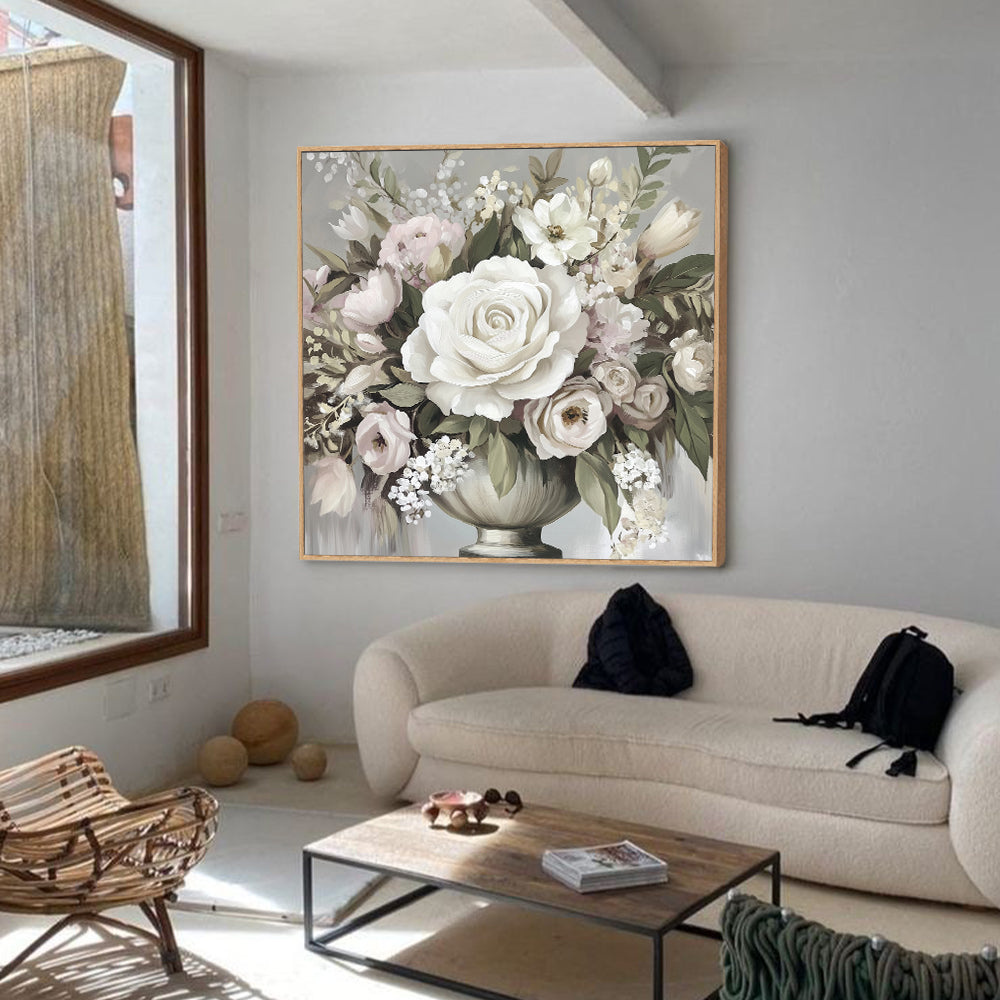 Timeless Elegance - Romantic Rose Bouquet Canvas Wall Art