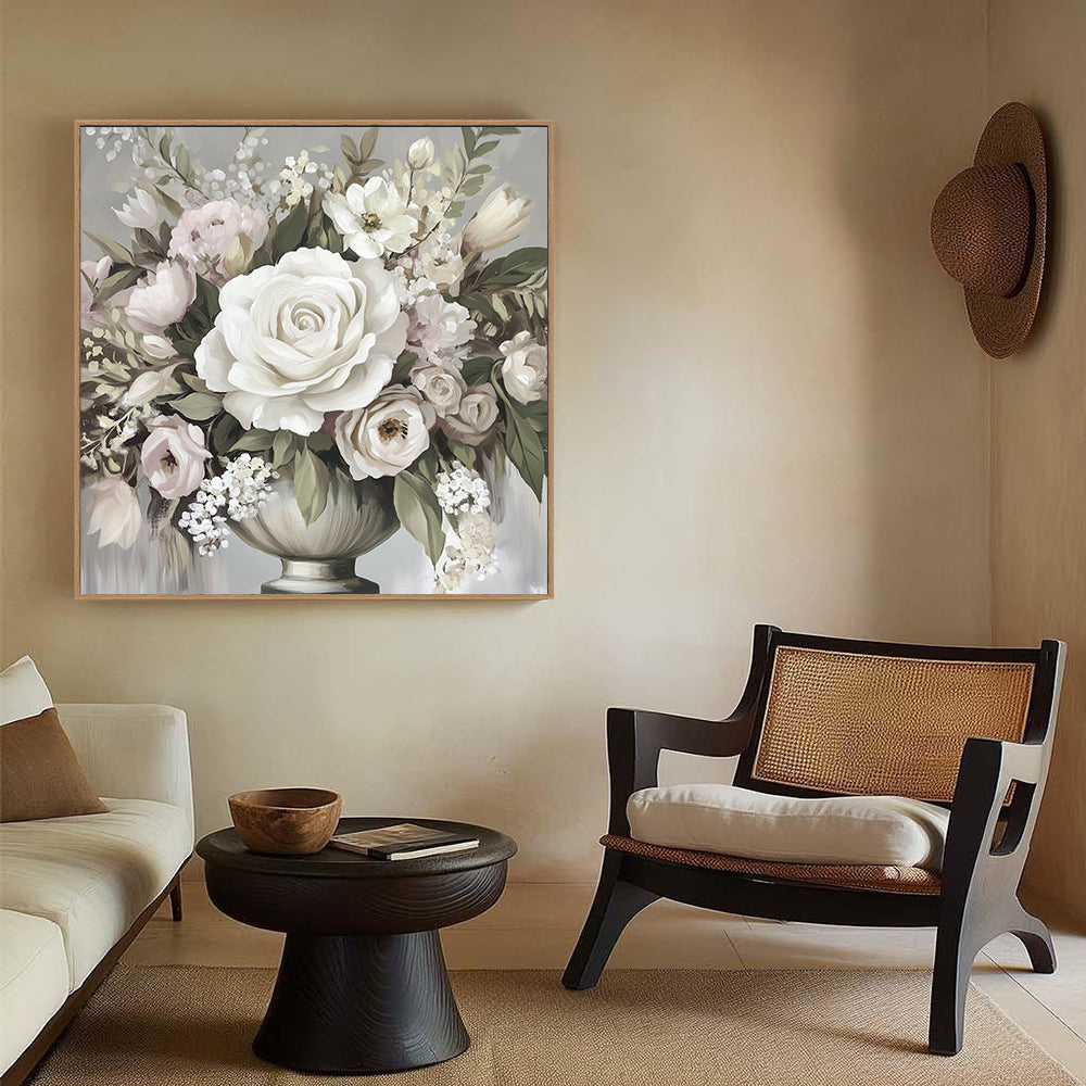Timeless Elegance - Romantic Rose Bouquet Canvas Wall Art