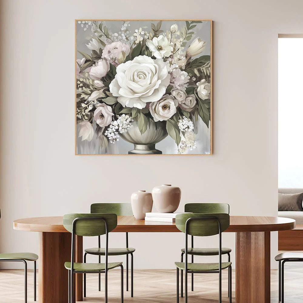Timeless Elegance - Romantic Rose Bouquet Canvas Wall Art