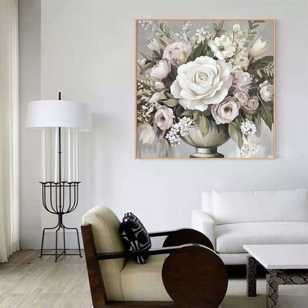 Timeless Elegance - Romantic Rose Bouquet Canvas Wall Art