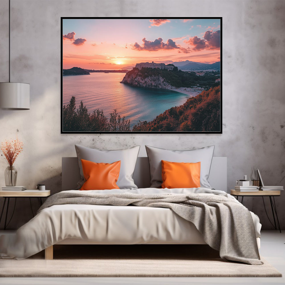 Sunset Over Coastal Cliffs Canvas Wall Art