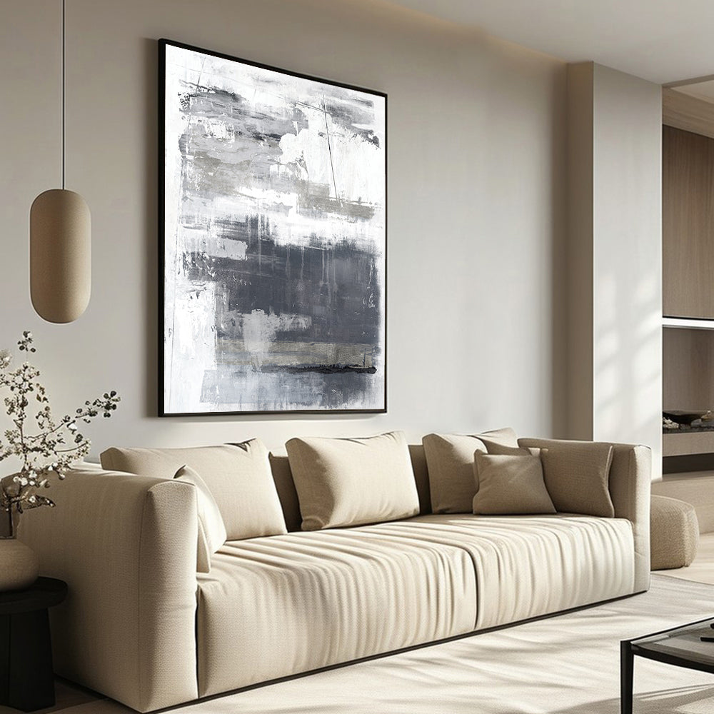 Gray & White Minimalist Design Canvas Wall Art