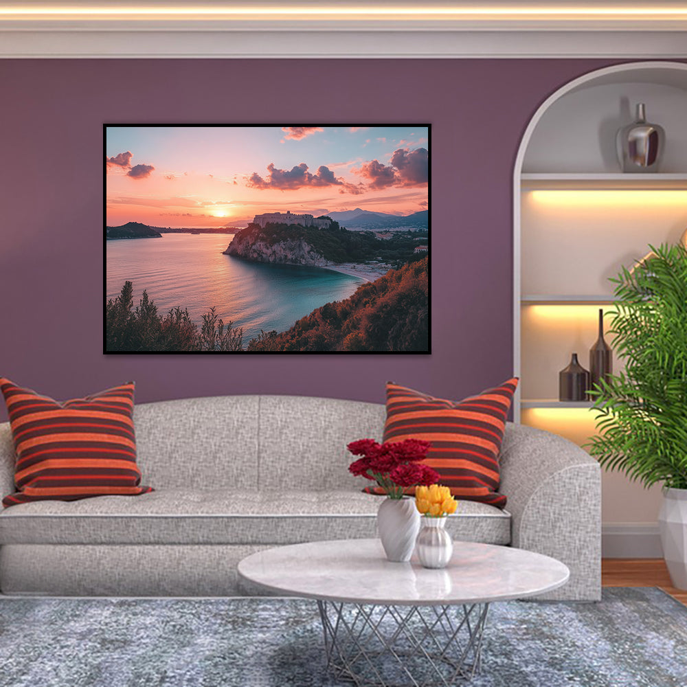 Sunset Over Coastal Cliffs Canvas Wall Art