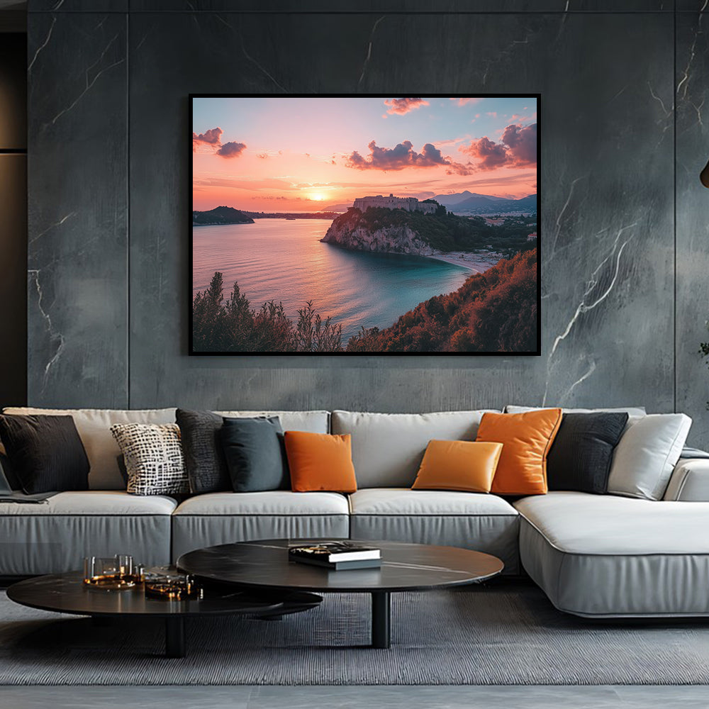 Sunset Over Coastal Cliffs Canvas Wall Art