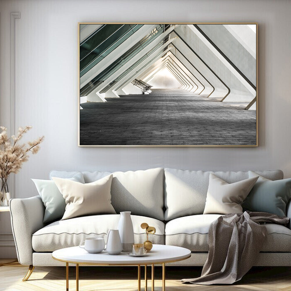 Futuristic Corridor Canvas Wall Art – Modern Architectural Elegance