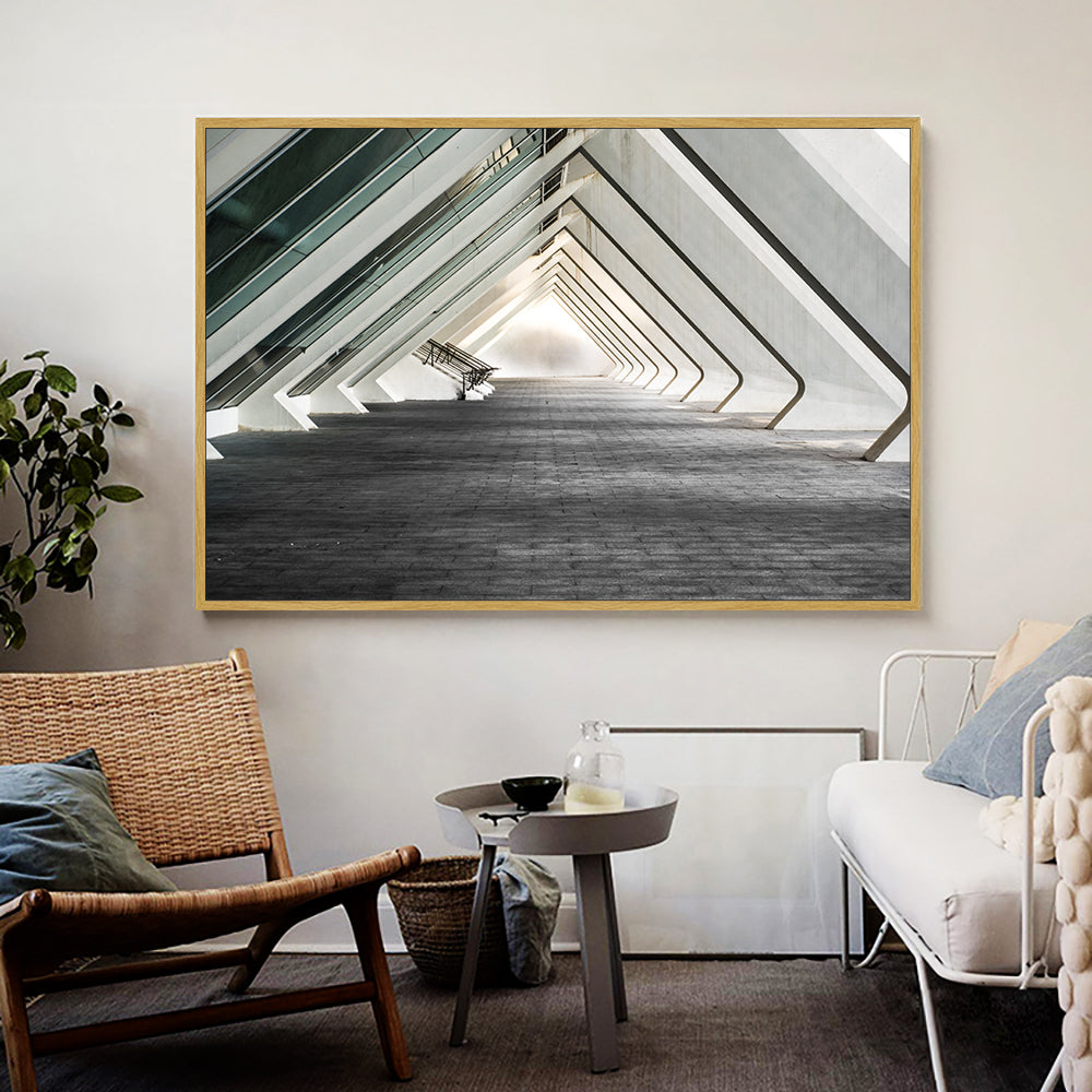 Futuristic Corridor Canvas Wall Art – Modern Architectural Elegance